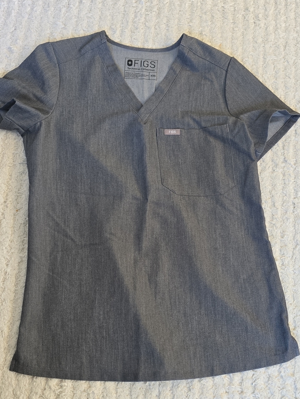 XXS Graphite Figs One Pocket Scrub Top